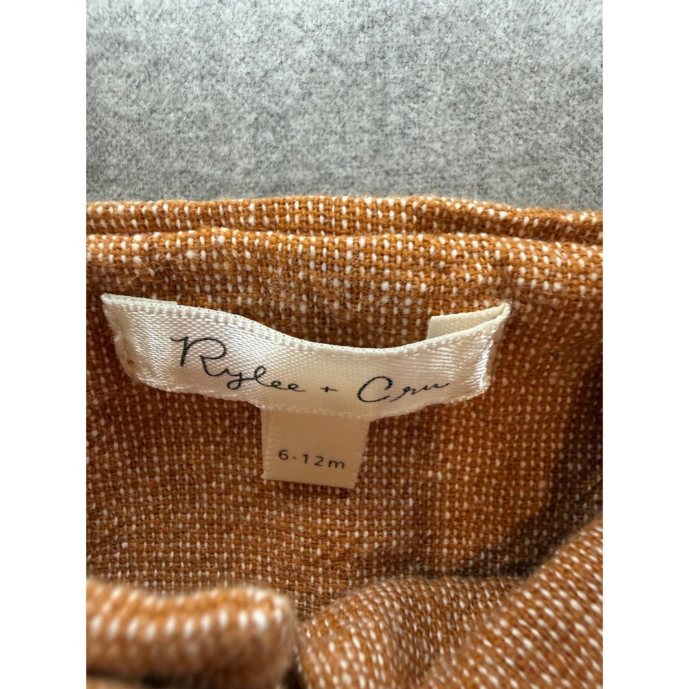 Rylee + Cru Kids Rust Linen Cotton Blend Button Front Romper‎ 6-12M - Picture 2 of 6
